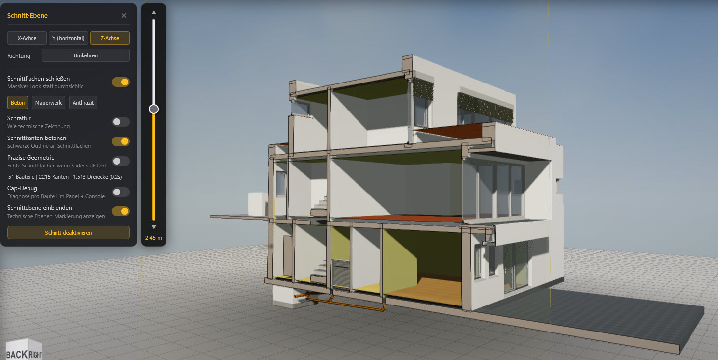 3D-Schnitt mit Cap-Berechnung